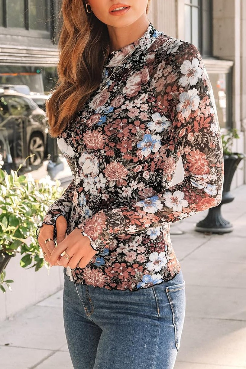 Floral Mesh Top